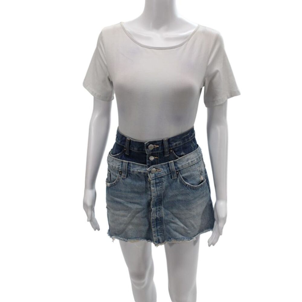 Zara Womens Mini Denim Skirt Blue Button Casual Size S
